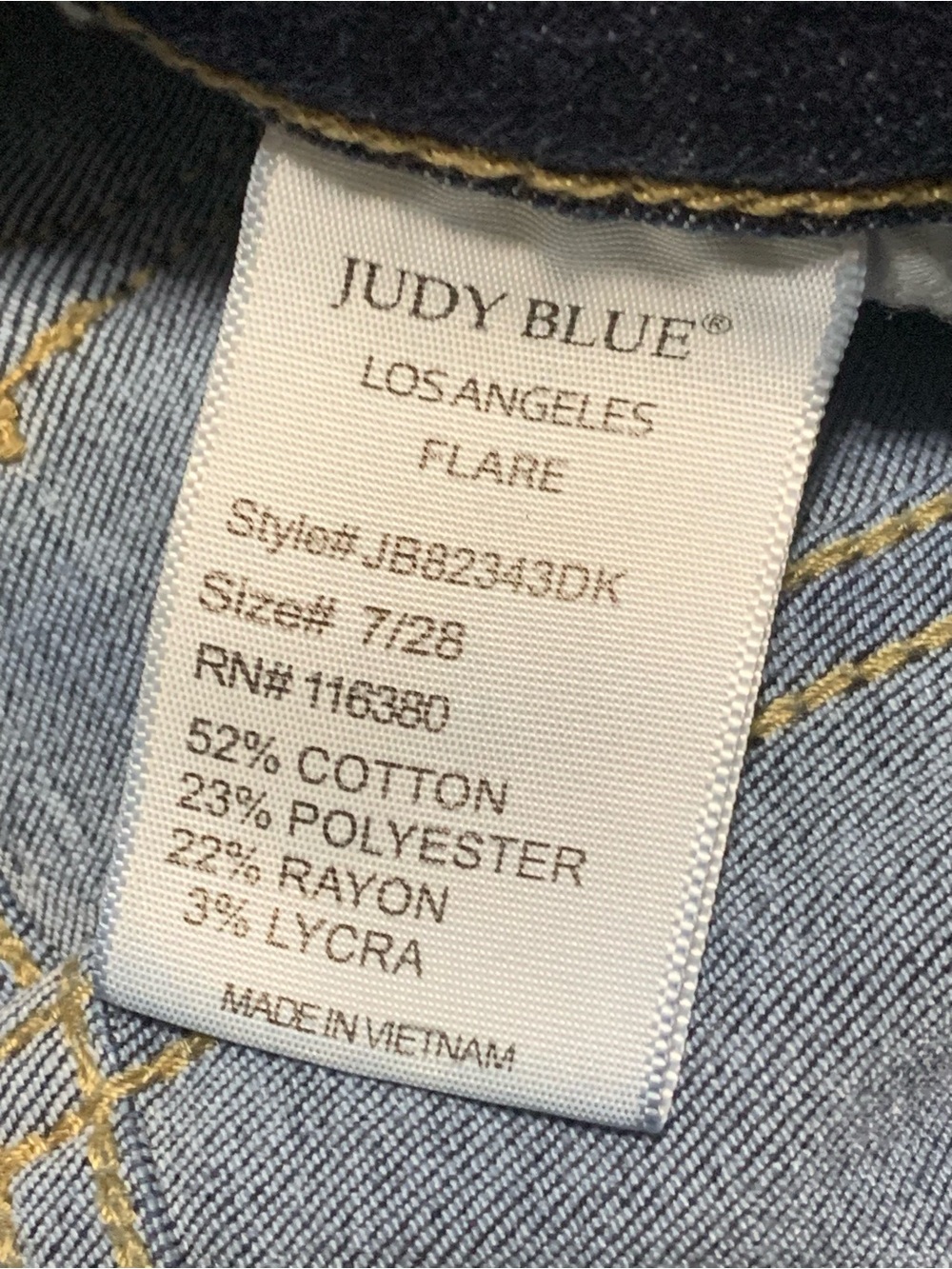 JUDY BLUE High Waist Raw Hem Dark Wash Flare Jeans 7/28 - Picture 12 of 14